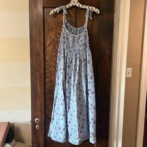 Free People Azure Maxi Dress Floral Printed Sleeveless Smocked Tie